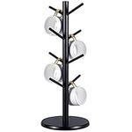 MyLifeUNIT Mug Holder Tree, Black Coffee Cup Holder with 8 Hooks, Wood Mug Hanger Stand for Counter