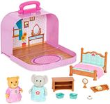 Li’l Woodzeez – Lil Woodzeez – Portable Dollhouse Playset – Bedroom & Mini Furniture – Animal Figurines – Kids 3 Years + – Travel Suitcase Bedroom Playset - Deluxe