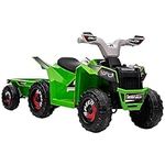 Aosom 6V Kids ATV Quad, Battery Powered Electric Vehicle for Kids with Back Trailer, Wear-Resistant Wheels, for Boys and Girls - Green