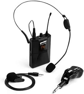 Gemini Sound GMU-HSL100 Professional Wireless Headset and Lavalier Microphone System with Rechargeable Receiver, Instant Plug & Play Connectivity for DJs, Singers, Public Speakers with Body Pack