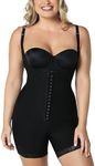 Leonisa Front Hook Boyshort Bodysuit Tummy Control Shapewear for Women with Butt Lifting Black