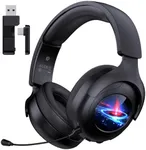 Gtheos 2.4GHz Gaming Headset Wireless for PS5, PS4, PC, Switch, Fortnite/Minecraft/FPS Gamers, Bluetooth 5.3 Gaming Headphones with Noise Canceling Mic, 45H+ Battery, Bass Sound, RGB Light -Black