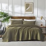 palassio Green 100% Cotton Quilt King Size Bedding Sets with Pillow Shams, Olive Lightweight Soft Bedspread Coverlet, Sage Quilted Comforter Bed Cover for All Season, 3 Pieces, 106x96 inches