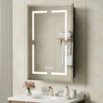 20"X30"Bathroom Medicine Cabinet with Mirror, LED Lighted Medicine Cabinet with Anti-Fog, 3 Colors Temperature Stepless Dimmable, Metal Cabinet for Storage and Mordern Decor, Black