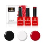 Bluesky Gel Nail Polish Set, Cream Puff 80501, 80518, D160, UV/LED Soak-Off Gel Polish, Long Lasting, Chip Resistant-3 x 5 ml