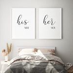 His Side & Her Side Prints (Set of 2) | Romantic Gallery Wall Art | Bedroom Decor for Couple | Engagement, Wedding & Anniversary Gift | New Home Present | Typography Posters | UNFRAMED