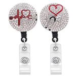 2PCS Bling Badge Reels Retractable with Alligator Clip,RN Badge Card for ID Holder Gift for Nursing Graduation