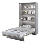 Arthauss Modern Vertical Wall Bed Concept with Storage 120cm in Grey - Space-Saving Hidden Cabinet Bed, Multifunctional Fold Down Bed for Small Rooms