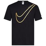 NIKE Just Do It T Shirt Mens Swoosh Tee Crew Neck Short Sleeve T Shirt Black DR9275 010 New (Small)