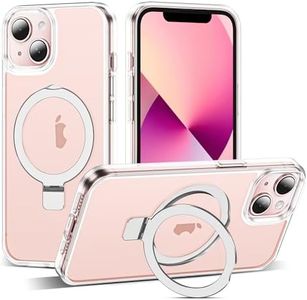 SKYLMW Compatible with iPhone 13 Case & iPhone 14 Case with Invisible Magnetic O-Ring Stand Transparent Phone Cases for iPhone 13 & 14 6.1" [Compatible with Mag-Safe][Great Grip Feeling],Clear
