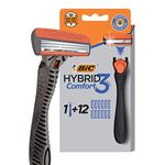 BIC Hybrid 3 Comfort Disposable Razor, Men, 12-Count