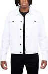 X RAY Mens Denim Jacket, Washed Ripped Distressed Flex Stretch Casual Trucker Biker Jeans Jacket for Men, White, Medium