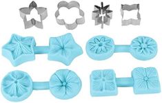 Zerodis 4 Sets Flower Silicone Mouldings, Fondant Chocolate Mouldings Candy Baking Mouldings Hydrangea Cherry Daisy Petunia Shape Baking Mouldings with 4 Cutter for Birthdays Baby Showers Weddings