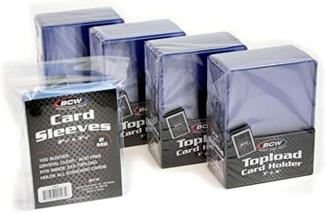 BCW Card Sleeves and Toploaders for Card Combo | Premium Top loaders for Cards and Acid-Free Penny Sleeves | Great for Football, Magic The Gathering, Pokemon, and Baseball Card Protectors 100 Count