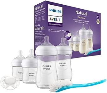 Philips Avent Baby Bottle Newborn Gift Set - 4 Baby Milk Bottles, Ultra-Soft Pacifier and Bottle Brush, Babies Aged 0-12 Months+ (Model SCD838/11)