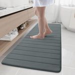 Buganda Memory Foam Bath Mat Rug, Ultra Soft and Non-Slip Bathroom Rugs, Water Absorbent and Machine Washable Bath Rug Runner for Bathroom, Shower, and Tub, 70" x 24", Dark Grey