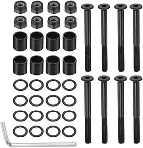 PATIKIL 2" Skateboard Ferramenta Viti Bulloni Kit, 8pz Skate Montaggio Esagonale Chiave Parti con Distanziatori Rondelle Dadi Chiave per Skateboard Longboard Ruota Accessori, Nero