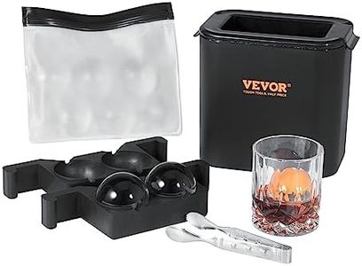 VEVOR Ice Ball Maker, Crystal Clear Ice Ball Maker 2.36inch Ice Sphere Maker with Storage Bag and Ice Clamp, Round Clear Ice Cube 2-Cavity Ice Press Maker for Whiskey Scotch Cocktail Brandy