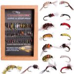 RoxStar Fly Fishing Shop | Proudly Hand Tied in The USA | Midge & Scud Trout Fly Assortment | Top 36 Producing Midge & Scud Trout Flies | Gift Box Included | (36 Pack)