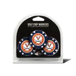 Team Golf NCAA Virginia Cavaliers 3 Pack Golf Chip Ball Markers, Poker Chip Size with Pop Out Smaller Double-Sided Enamel Markers