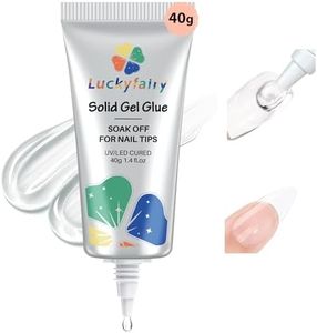 Gel Nail Tips Glue 40ml Super Strong Nail Glue Gel for False Nail Tips U V Curing Needed Soak Off Solid Nail Glue for Acrylic Fake Press On Nails Extensions Long Lasting for Nail Art, Luckyfairy