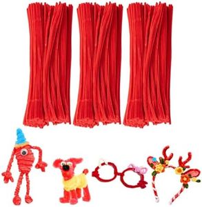 Red Pipe Cleaners Craft,200pcs Craft Supplies Chenille Stems Arts & Crafts for DIY Valentines Day Decorations,Flowers Making Pipe Cleaners Bulk Gifts for Her Room Decor,Valentine Candy Ornament