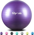 Glymnis Exercise Ball 55cm 65cm 75 cm Anti Burst Slip Resistant Yoga Ball Workout Ball Swiss Ball Birthing Ball with Quick Pump for Yoga Fitness and Core Exercise (Purple, 65cm)