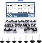 OCR 70PCS M4 Thumbscrew Set Carbon Threaded Knurled Knob Mounting Screw Grip Knobs Handle Bolts Round Clamping Screws Hose Clips for Kinds of Stand and Machine