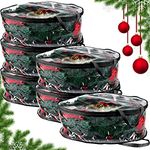 Shappy Christmas Wreath Storage Container 30 Inch Wreath Storage Bags Plastic Wreath Bags with Dual Zippers and Handles for Xmas Thanksgiving Holiday Artificial Wreath Storage(Clear, Black, 6 Pieces)