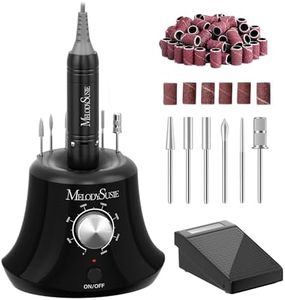 MelodySusie Electric Nail Drill with Foot Pedal, 30000RPM Professional Nail File Bits & Sanding Bands Kit for Acrylic & Gel Nails, Efile Nail Drill Set for Manicure Pedicure Polishing, Scarlet Black
