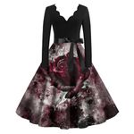Halloween Costumes for Women, Dresses for Women UK Halloween Dress Sequin Dress Sexiest Halloween Costumes 2024 White Gloves Fancy Dress Halloween Adult Costumes Red Dress (A18,5XL)