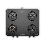 BLOWHOT Design ISI certified Sapphire Manual 4 Burner Slimmest Gas Stove, Built-in Glass Design Cooktop, Aluminium Frame, 5 Year Warranty By Blowhot on Burner, Gas stove Valve and Glass - Black