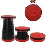 HVDHYY Telescopic Stool Folding Stools for Adults Max Load 460lbs/210KG Camping Foldable Stool Seat Portable Collapsible Telescoping Stool for Outdoor BBQ Garden Outdoor Camping Indoor (Red)