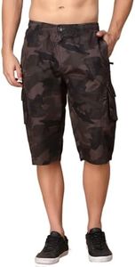 SAPPER MENS CAMOUFLAGE CARGO SHORTS with ZIPPER POCKETS (3XL, Black)