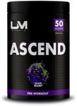 UM Sports Ascend Pre-Workout with Alpha GPC, Beta Alanine and Sustained Release Caffeine for Electric Energy, Focus and Pump - Preworkout Supplement Drink Men Women (Grape Glory, 50 Serve)