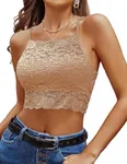 Avidlove Lace Bralette Lace Camisoles for Women Racerback Double-Layered Y2K Crop Top Khaki XXL