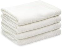 SERISIMPLE Premium Viscose Bamboo Washcloth Set - Pack of 4, 13x13 in Soft and Absorbent, Durable and Comfortable, Suitable for Body & Face, Baby and Adults (White/Stripes)