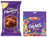 Cadbury Choclairs Gold (605g /577.5g grammage may vary) & Cadbury Gems Chocolate Home Treats Pack, 142.2 g