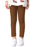 Kiench Girls' Fleece Lined Leggings Winter Warm Cotton Stretchy Thermal Pants US XXL/Size 12/9-10 Years, CN 160, Brown