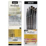 BRUSTRO VelveTouch Artist Brushes | Set of 6 | Gouache, Acrylics, Watercolor, and Oil Painting | Short Handle, Synthetic Bristles, Round, Filbert, Dagger, Flat Shape