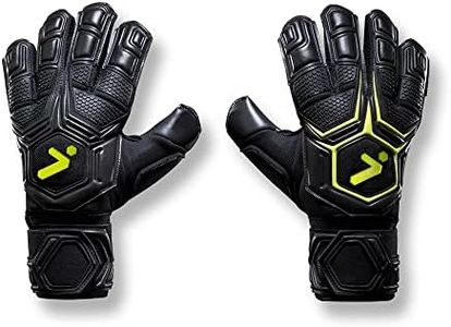 Storelli Gladiator Pro 3.0 Goalkeeper Gloves, Breathable High-Impact Hand Protection with 5 Removable Finger Spines, Premium Hand Grip for Soccer Goalies, 1 Pair, Black & Yellow, Size 8
