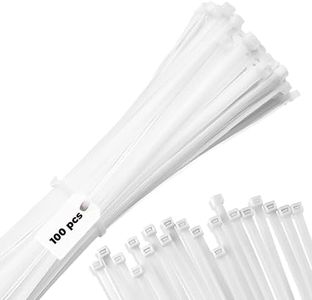 12" White Zip Cable Ties (100 Pack), 40lbs Tensile Strength - Heavy Duty, Self-Locking Premium Nylon Cable Wire Ties for Indoor and Outdoor by Bolt Dropper (White)