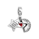 KunBead Jewelry White Heart I Love You to the Moon and Back Charms Bead Compatible with Pandora Bracelets