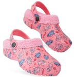 Disney Stitch Girls Clogs, Fleece Lined Clogs - Stitch Gifts (Pink Stitch/Angel, 11.5/12 UK)