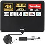 Indoor TV Aerial - 350+ Miles Long Range,Digital TV Aerial for Freeview TV,4K Antenna with Signal Amplifier and 5M Cable - Work for All Types TV