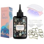 SANAAA UV Resin Kit with Light Jewelry Resin Clear Hard Type 100g Start Kit Transparent UV Solar Curing Resin for DIY Earring Pendant Jewelry Making