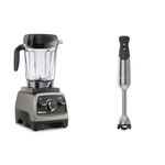 Vitamix Pro 750 Blender, Professional-Grade, 64 oz. Low-Profile Container, Pearl Grey & Immersion Blender, Stainless Steel, 18 inches