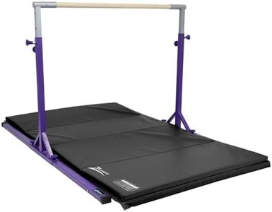 Z ATHLETIC Flyaway Duo Adjustable Horizontal Bar and 4 Ft x 6 Ft Gymnastics Mat, Purple/Black