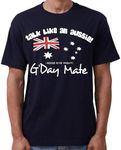 100% Cotton Australian Day Flag T-Shirt Aussie G'Day Mate Navy Souvenir Tee Top, Navy, XL