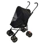 Pet Gear Travel Lite Plus Stroller, Compact, Easy Fold, No Assembly Required, Large Wheels for Cats and Dogs up to 15 pounds, 3 Colors New Black